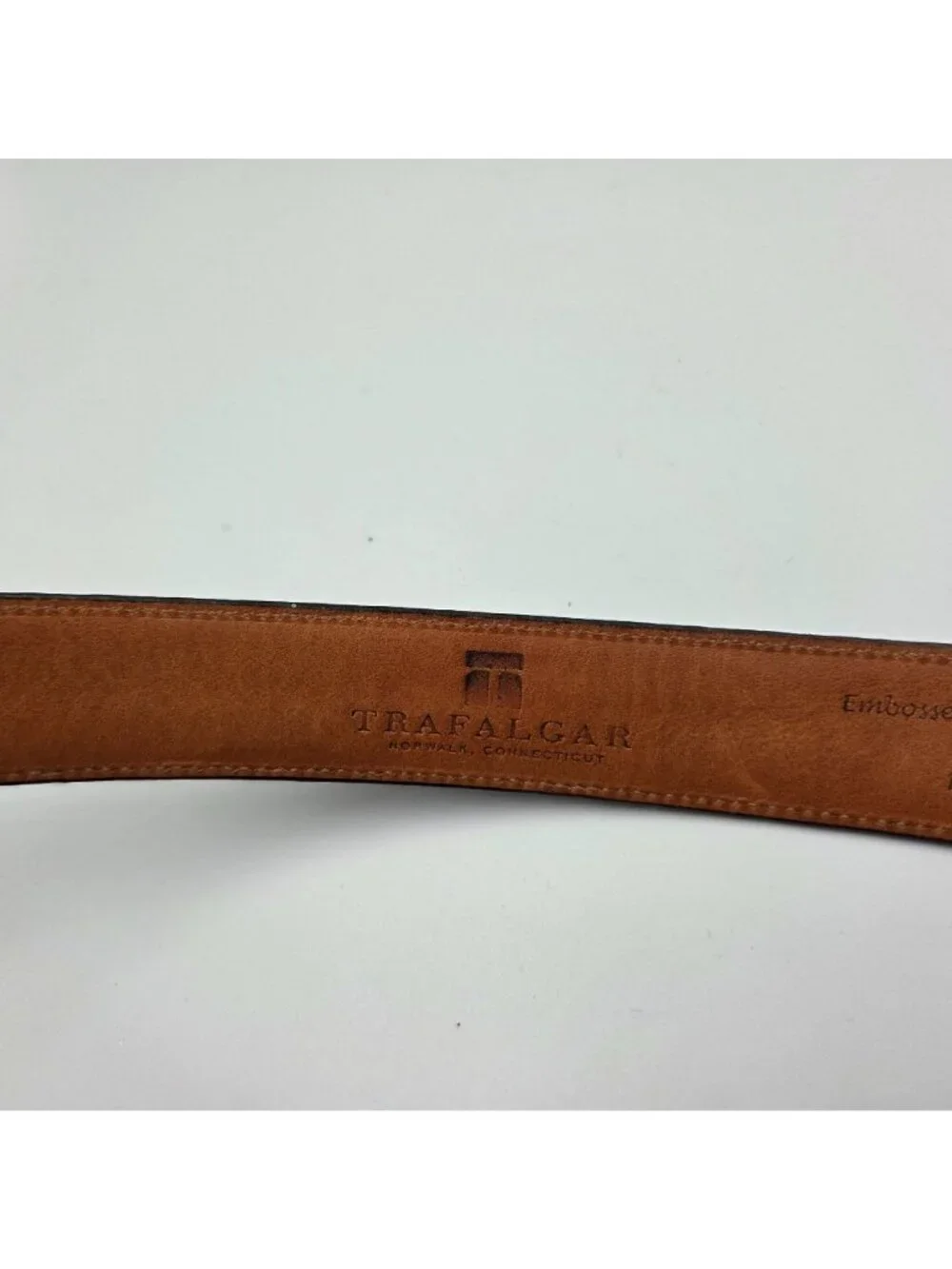 Trafalgar Belt Mens 40 Black Embossed Italian Leather Silvertone Preppy Casual